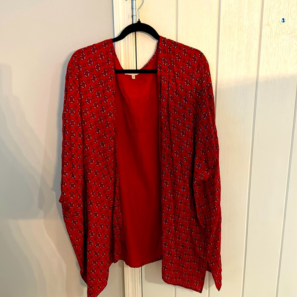 Red print kimono size L